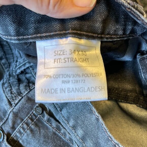 RING OF FIRE Straight Leg Cotton Blend Zipper Pockets Black Jeans.Size 34 X 30 - Picture 8 of 9